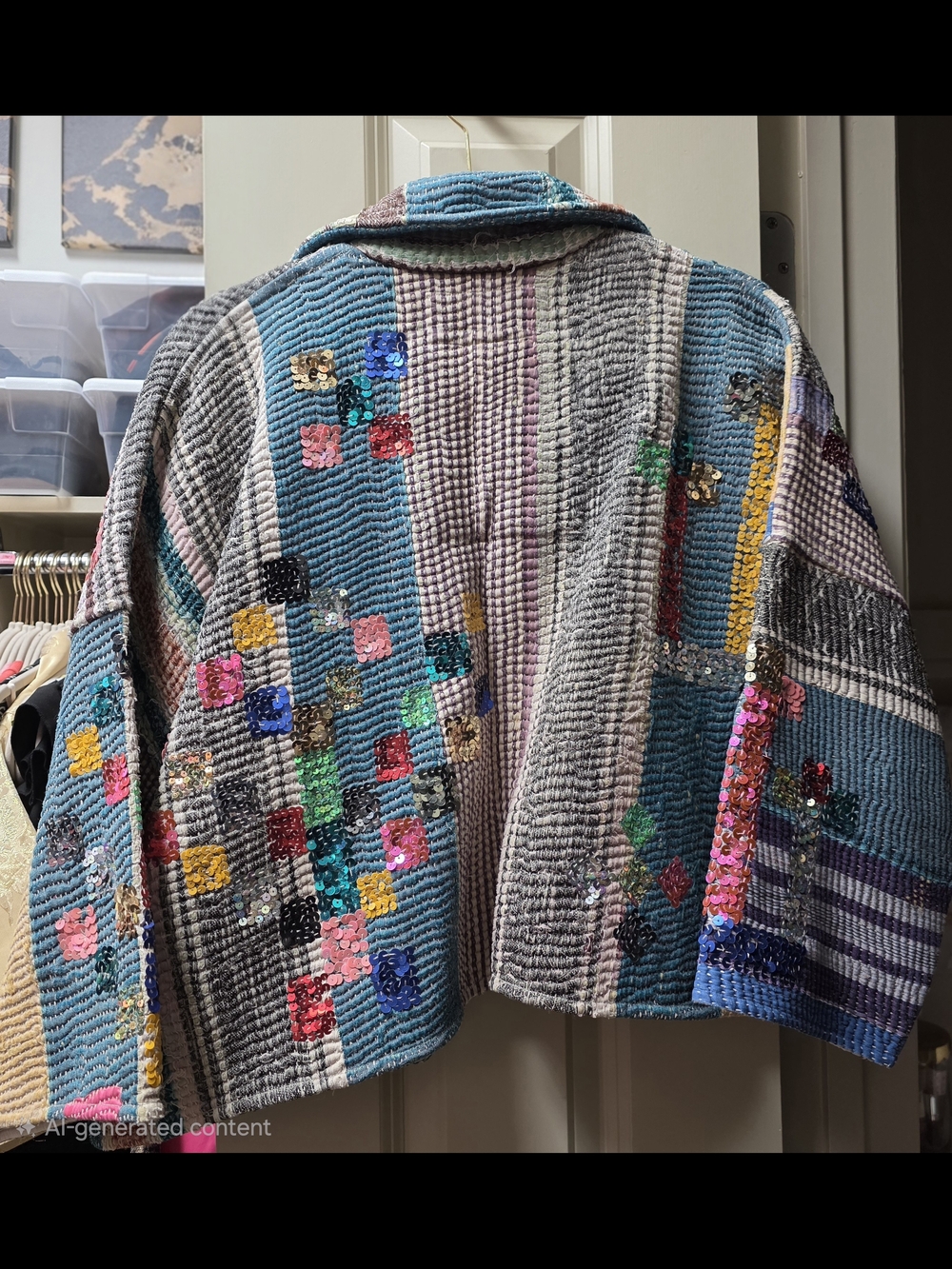 Vintage Sapana Dream Multicolor Quilted Sequin Jacket - Picture 3 of 8